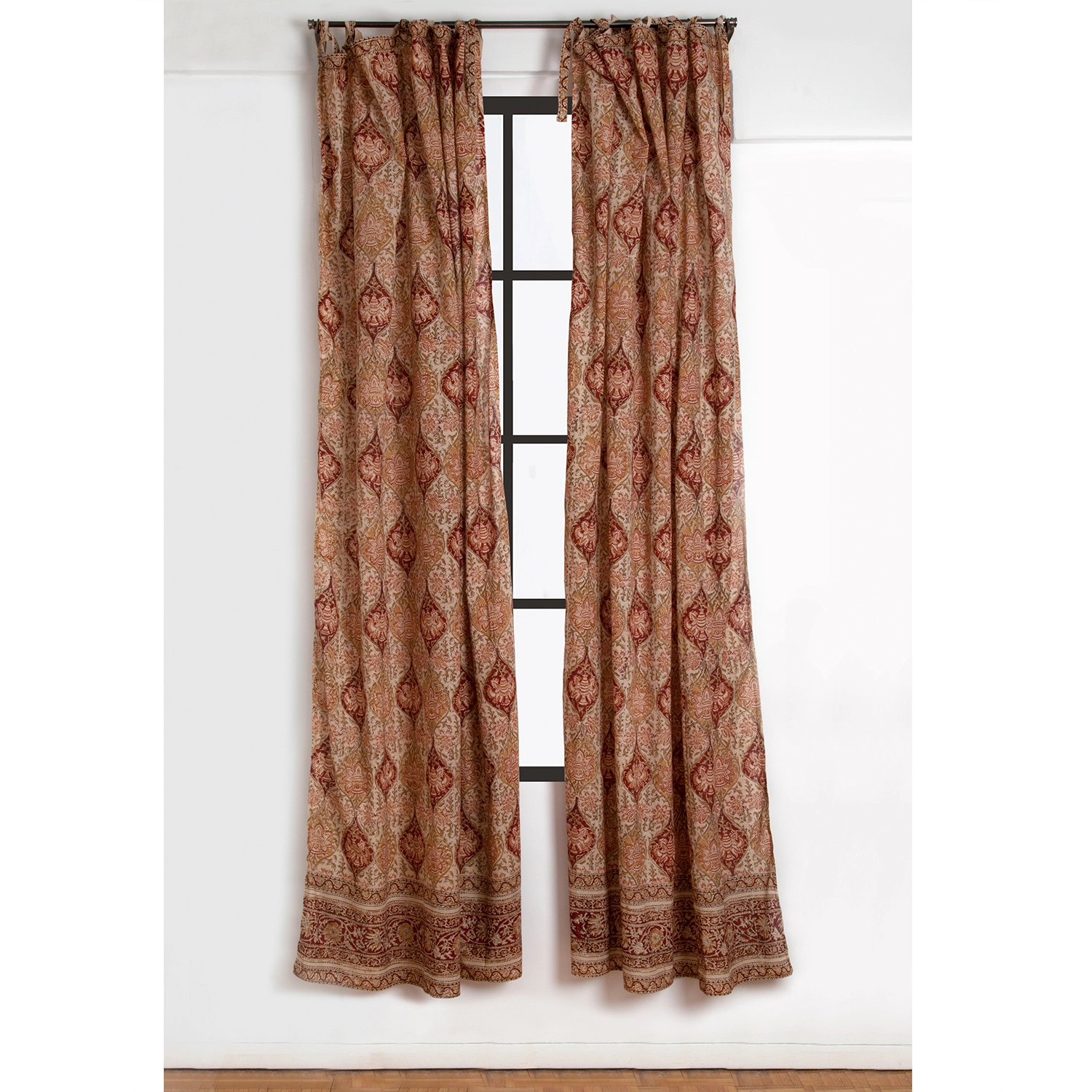 Mehrab Curtain - Tan/Maroon